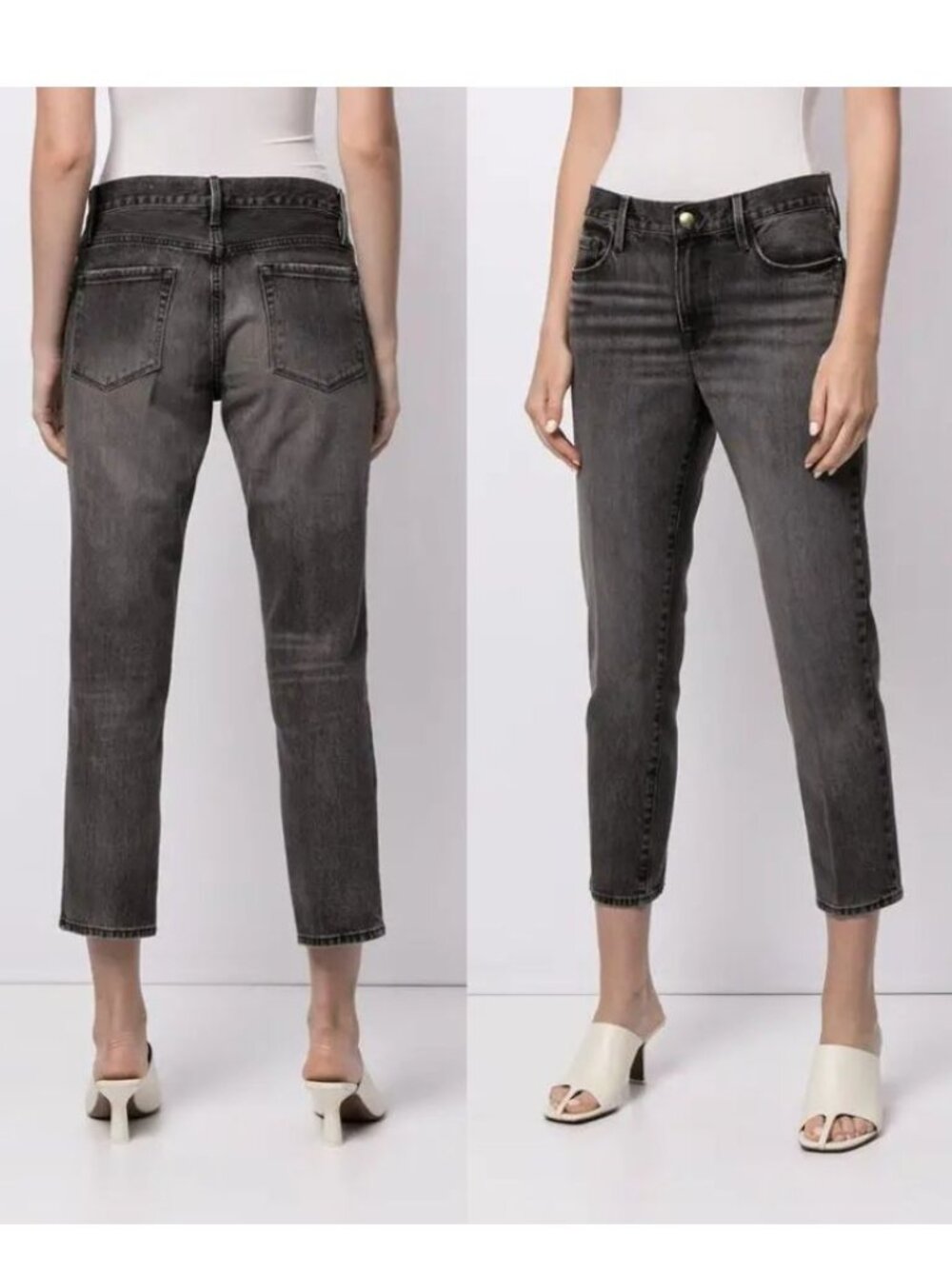 FRAME - Le Nouveau High Waist Crop Straight Leg Jeans | Size 26 | Haynes Gray - Picture 5 of 16